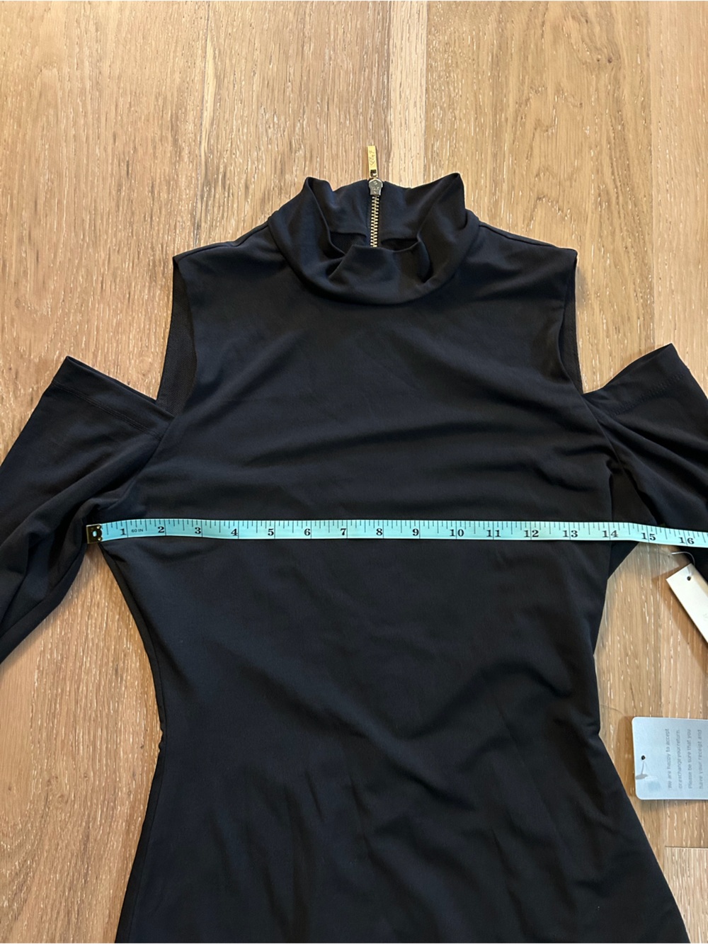 Eliza J Black Cold-Shoulder Mock Neck Bodysuit - Picture 10 of 10